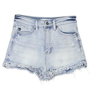 Kancan Light Blue Frayed Jean Shorts